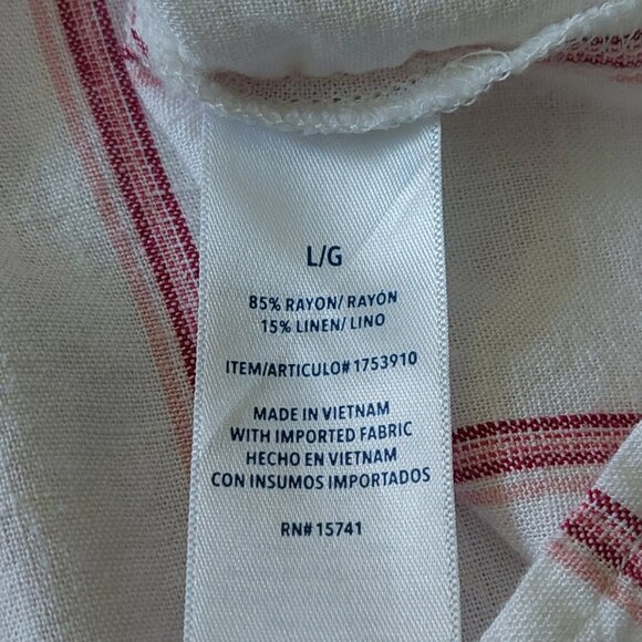 Splendid 3/4 Sleeve Red Stripe Linen Blend Blouse Women's Size L - Picture 8 of 9